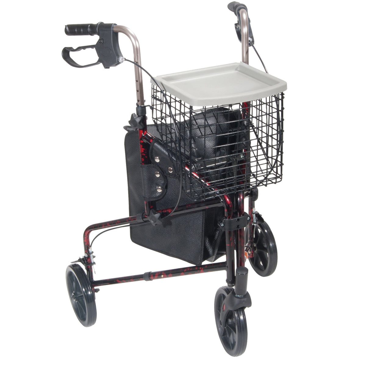 Drive Medical™ Deluxe 3 Wheel Rollator Flame Red 