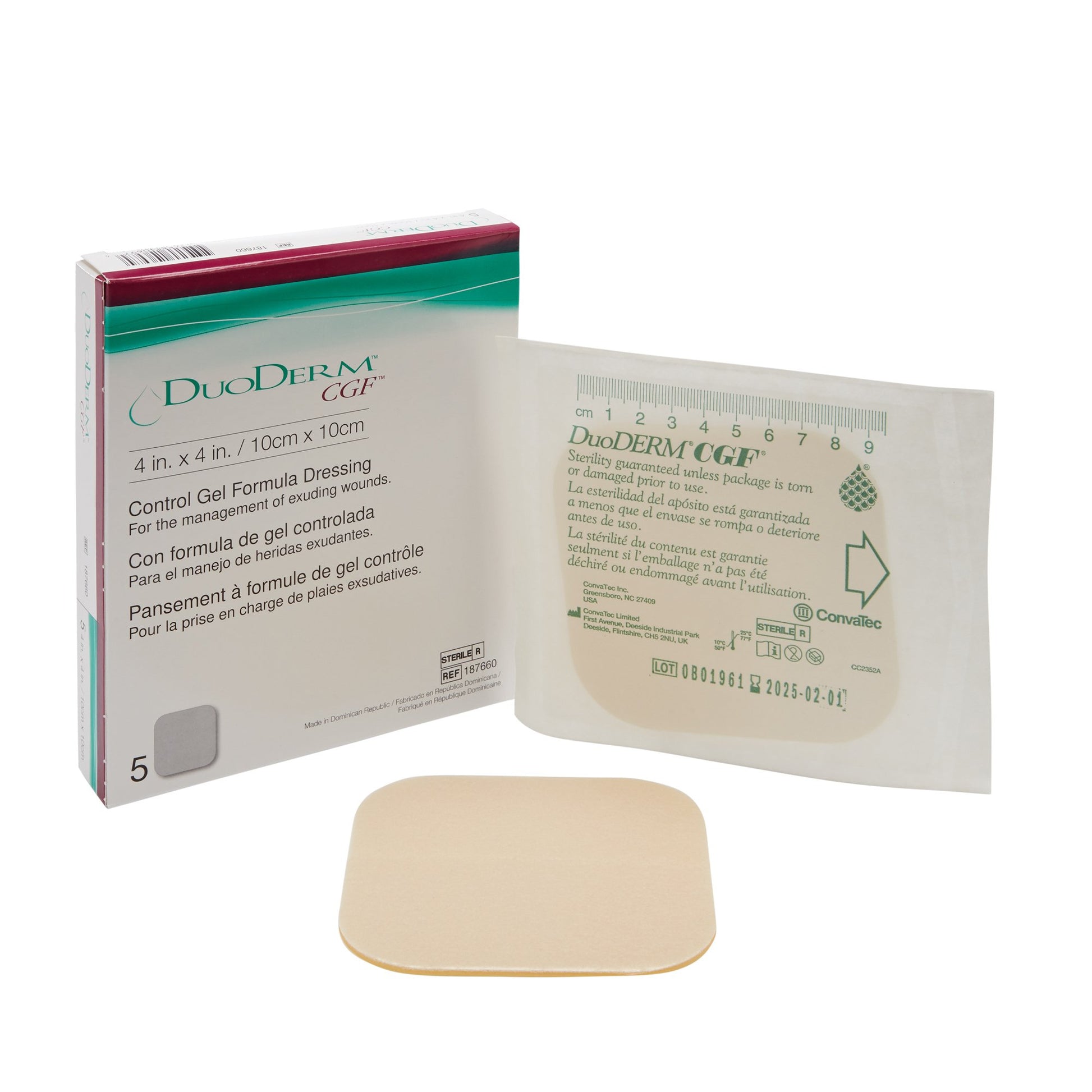 DuoDerm® CGF® Hydrocolloid Dressing 4" x 4" 1 Each 