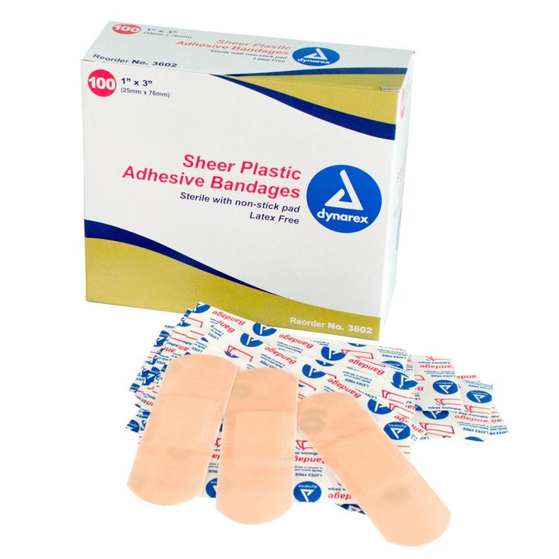 Dynarex® Sheer Adhesive Strip Sheer 1" x 3" Box of 100