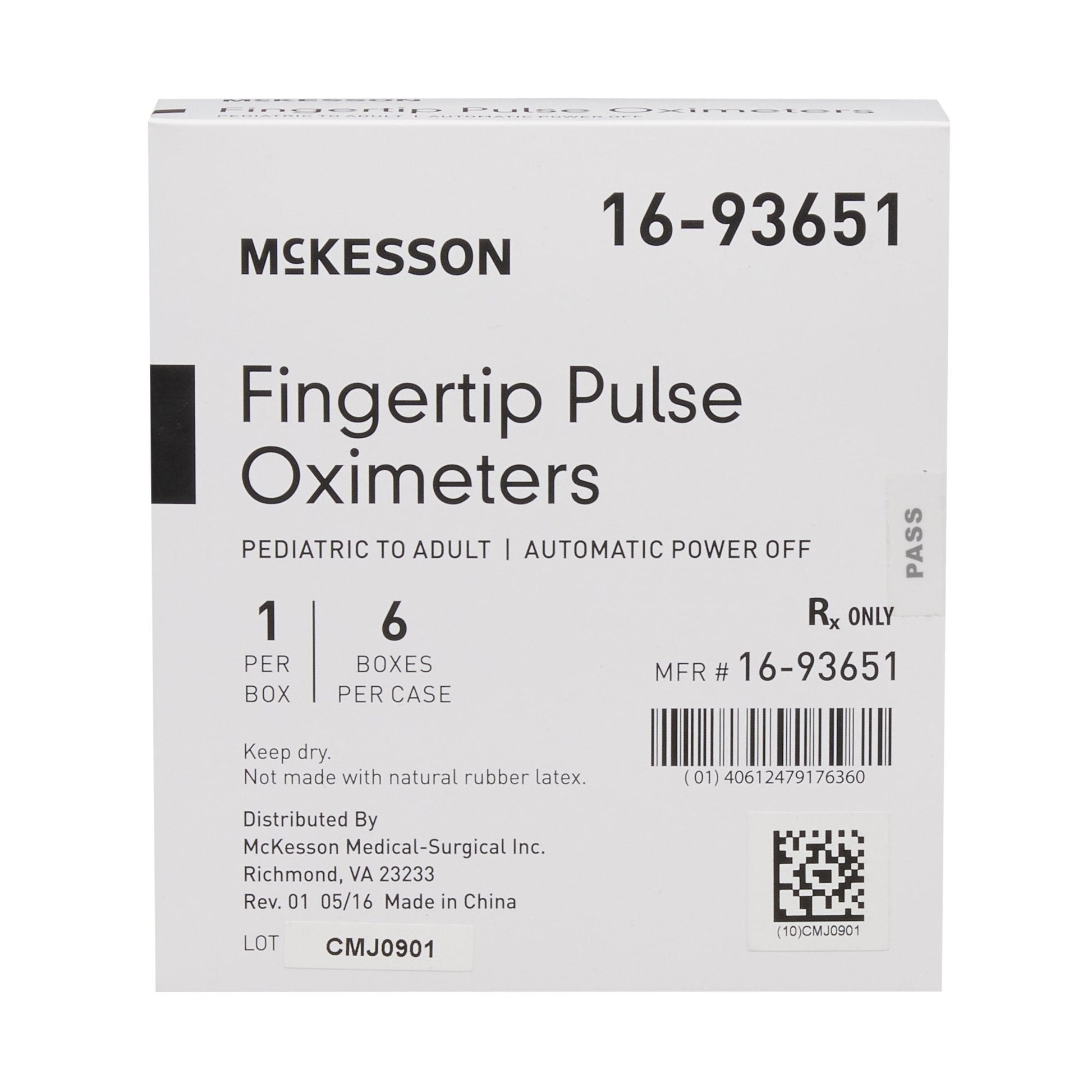 McKesson Fingertip Pulse Oximeter, Battery Operated without Alarm 