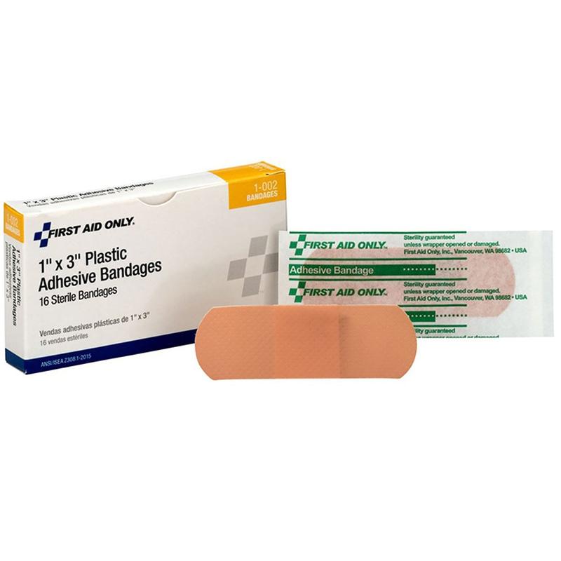 First Aid Only® Adhesive Strip Tan 1" x 3" Box of 16