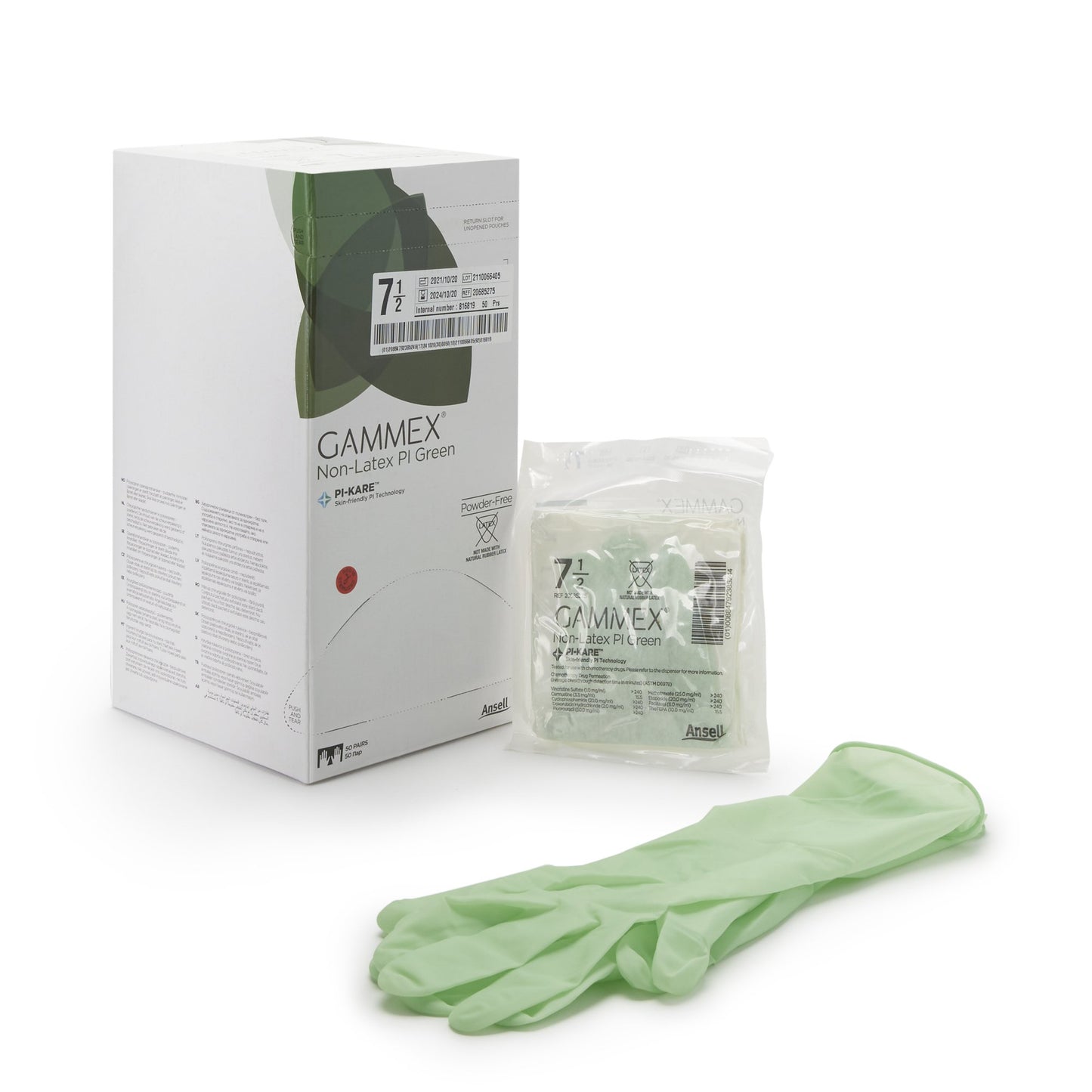 Gammex® Non-Latex PI Green Polyisoprene Surgical Glove 6 Box of 50 