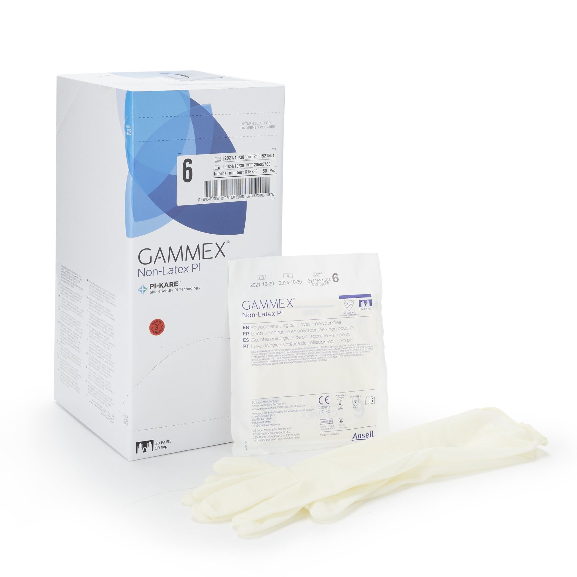 Gammex® Non-Latex PI Polyisoprene Surgical Glove 6 Box of 50 