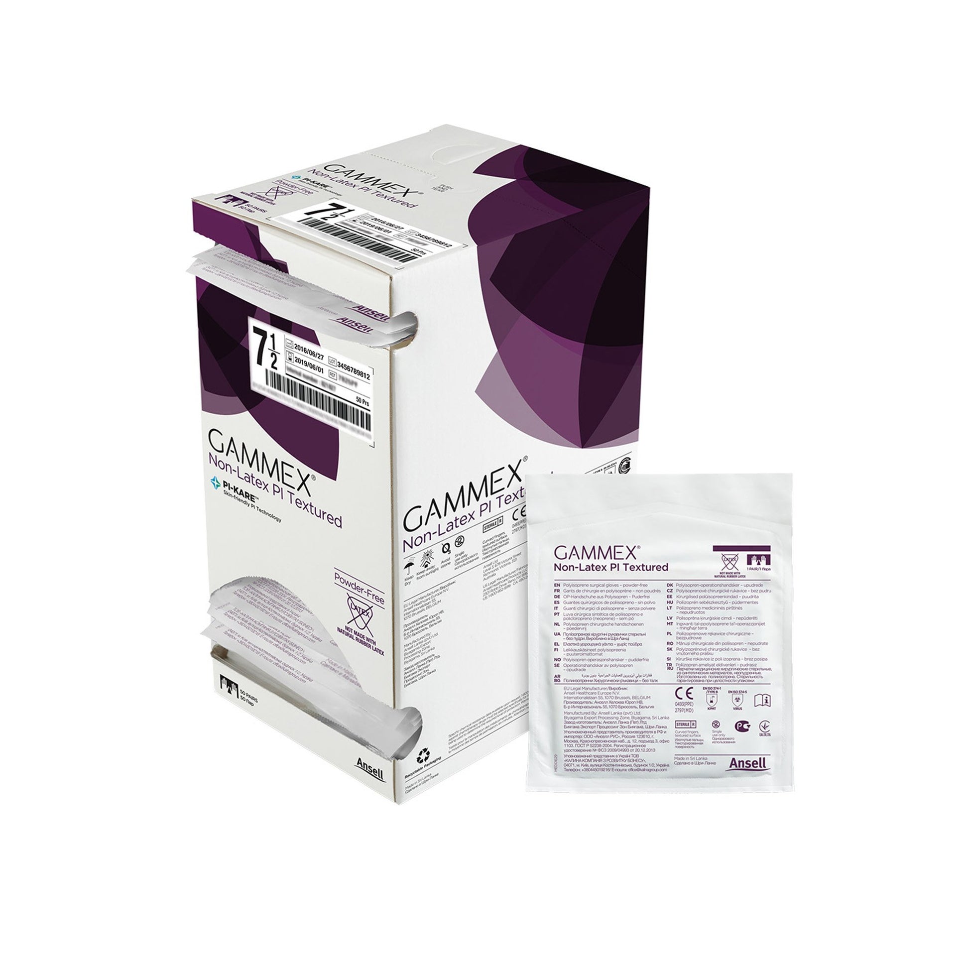 Gammex® Non-Latex PI Textured Polyisoprene Surgical Glove 6.5 Box of 50 