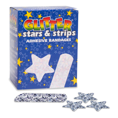 Glitter™ Stat Strip® Design Adhesive Strip Glitter Stars and Stripes 3/4" x 3" Box of 100