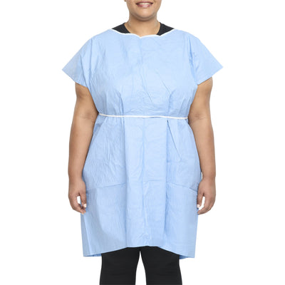 Graham Medical Patient Exam Gown XL Blue Case of 25