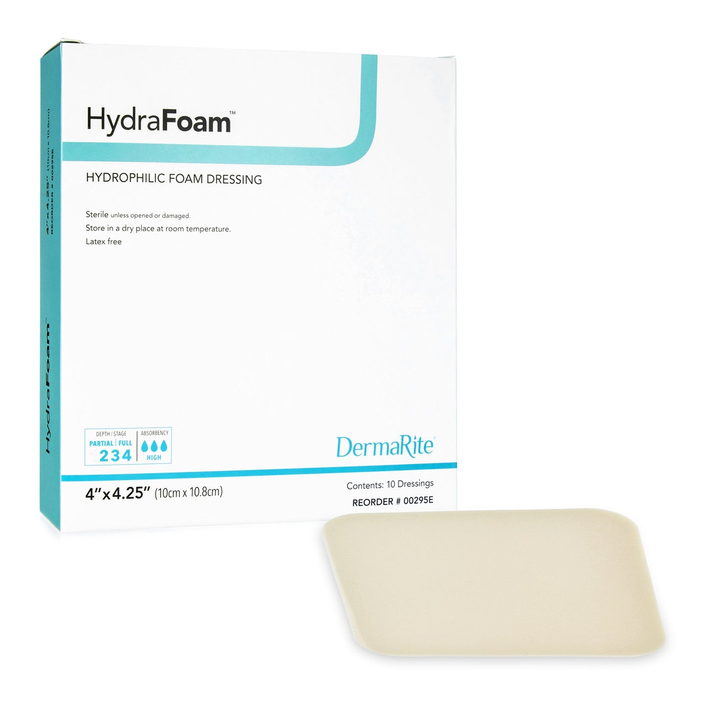 HydraFoam™ Nonadhesive Foam Dressing 4" x 4-1/4" 1 Each 