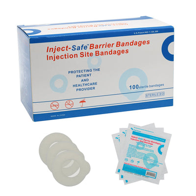Inject-Safe™ Adhesive Barrier Strip White 1-3/8" Diameter Box of 100