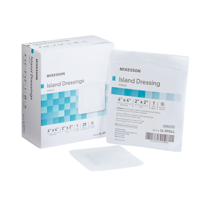McKesson Adhesive Dressing Polypropylene Rayon Square 4" x 4" Box of 25 