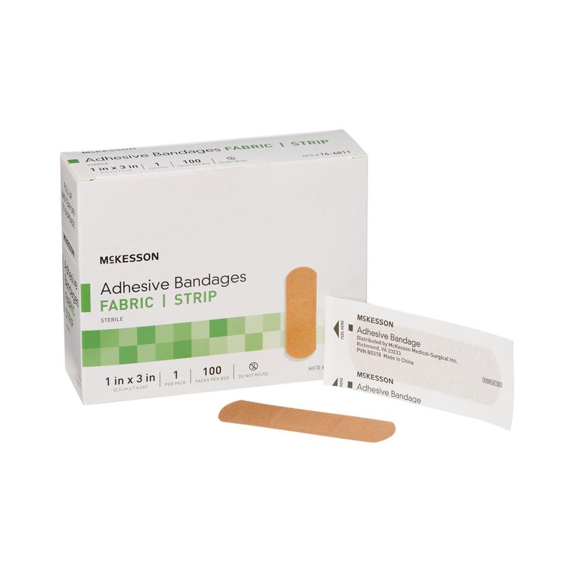 McKesson Adhesive Strip Bandage Tan 1" x 3" Box of 100