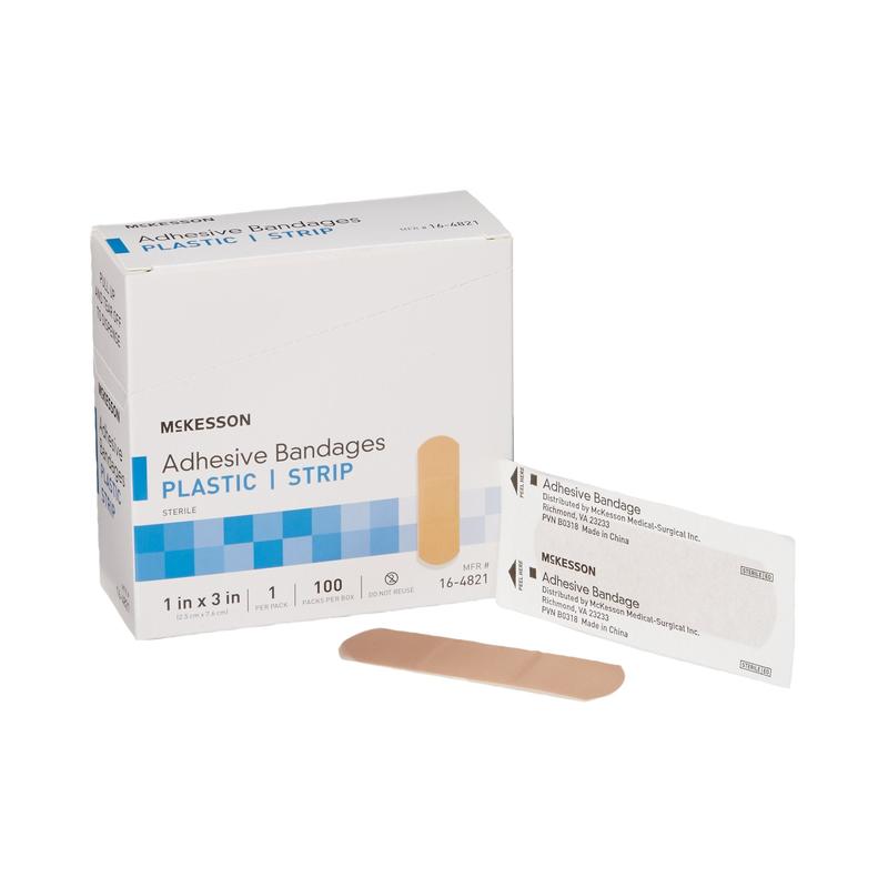 McKesson Adhesive Strip Bandage Tan 1" x 3" Box of 100