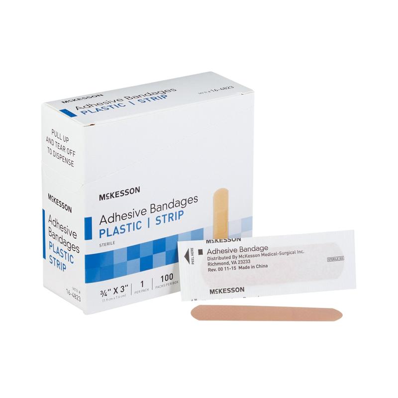 McKesson Adhesive Strip Tan 3/4" x 3" Box of 100