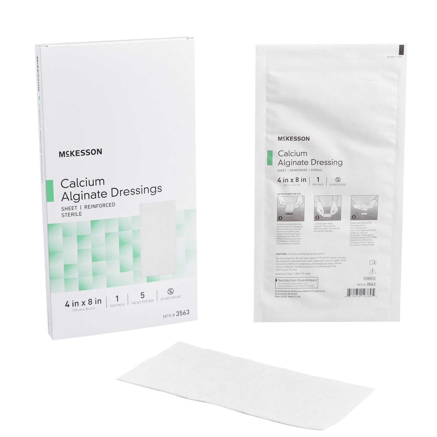 McKesson Alginate Dressing - Rectangle 4" x 4.75 Box of 10 