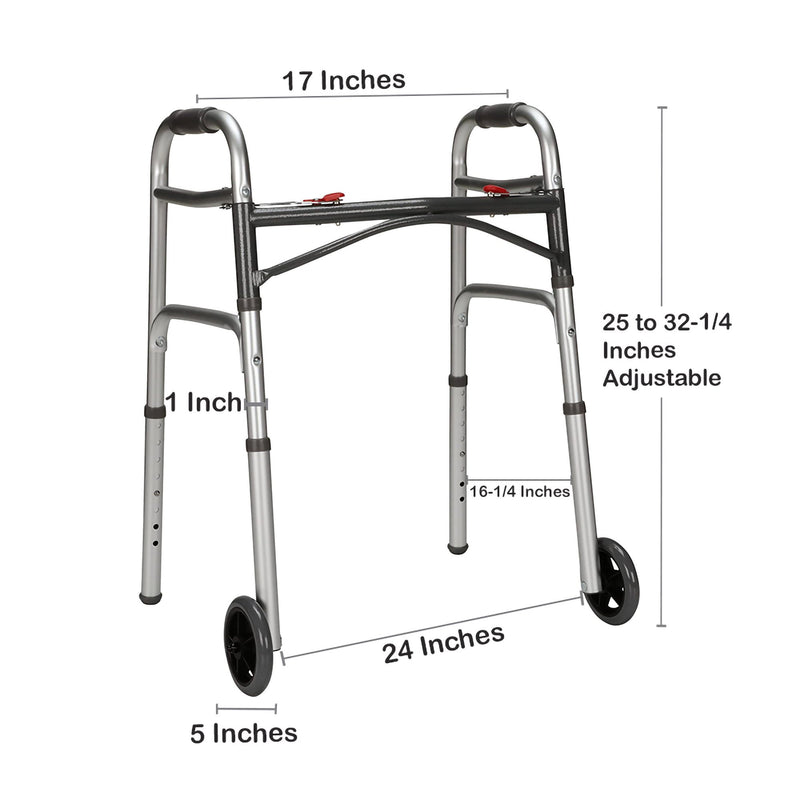 McKesson Aluminum Folding Walker Junior 25" – 32¼" 