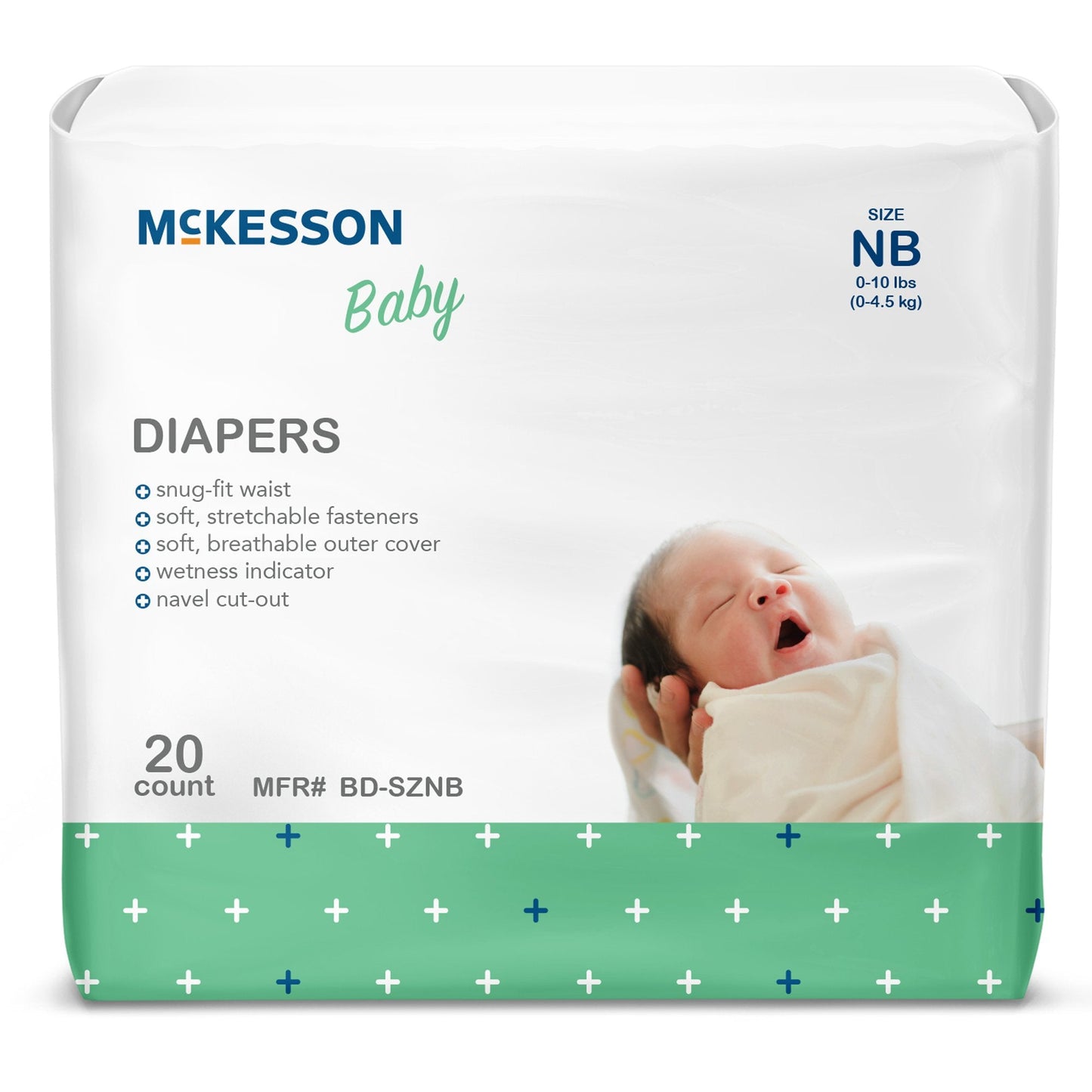 McKesson Baby Diaper - Heavy Absorbency Newborn Breathable Bag of 20