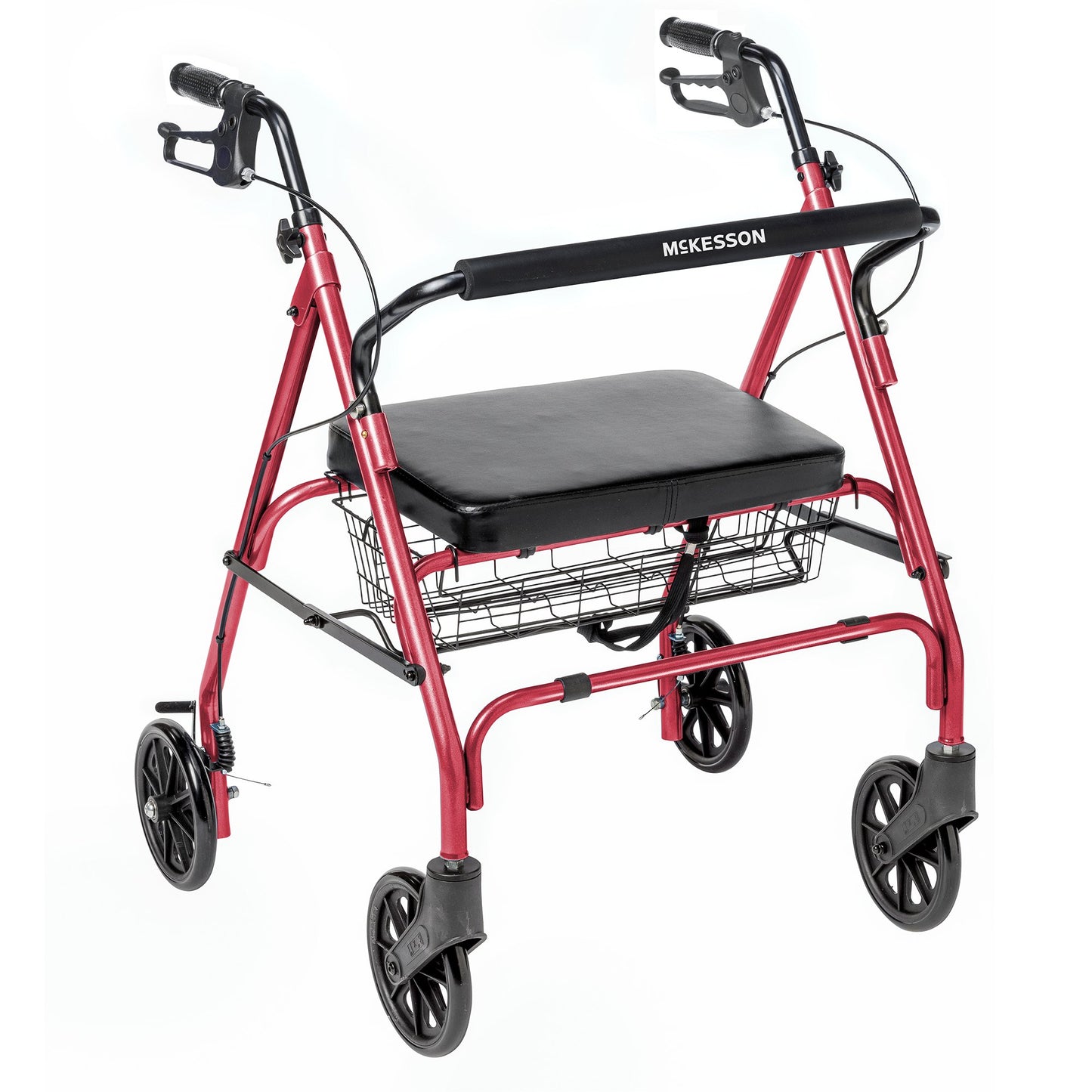 McKesson Bariatric Folding Steel Four-Wheel Rollator Red 400 lbs. 