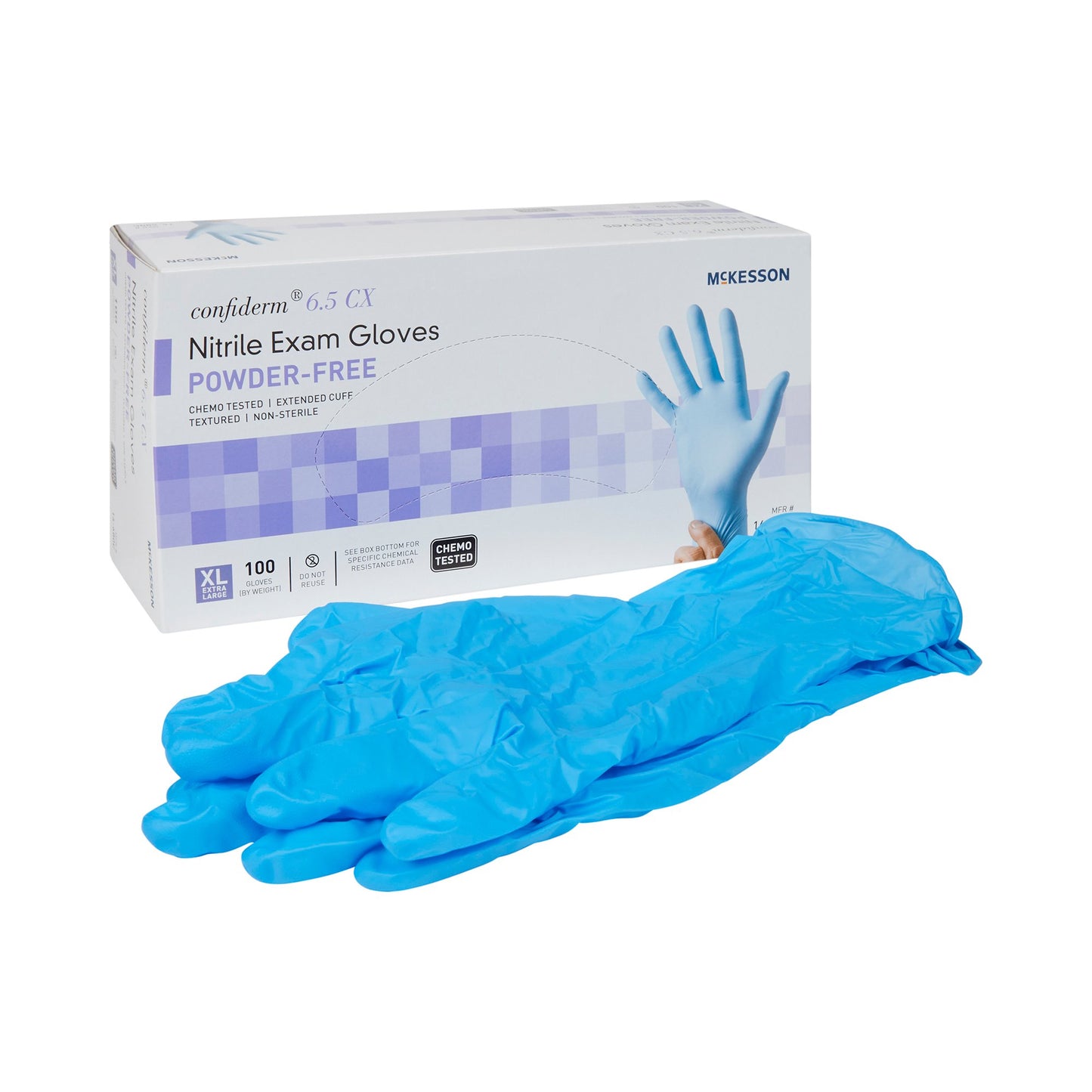 McKesson Confiderm® 6.5CX Nitrile Extended Cuff Length Exam Glove S Box of 100 