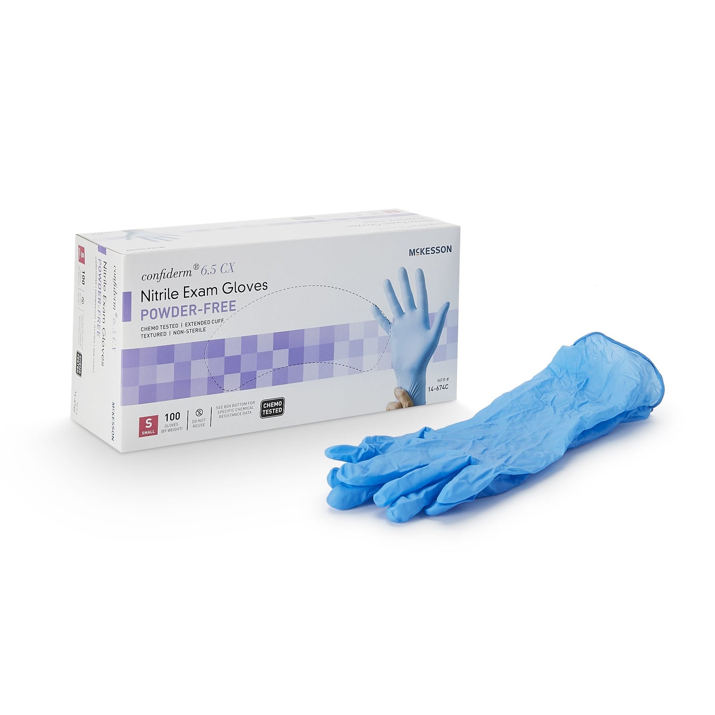 McKesson Confiderm® 6.5CX Nitrile Extended Cuff Length Exam Glove S Box of 100 