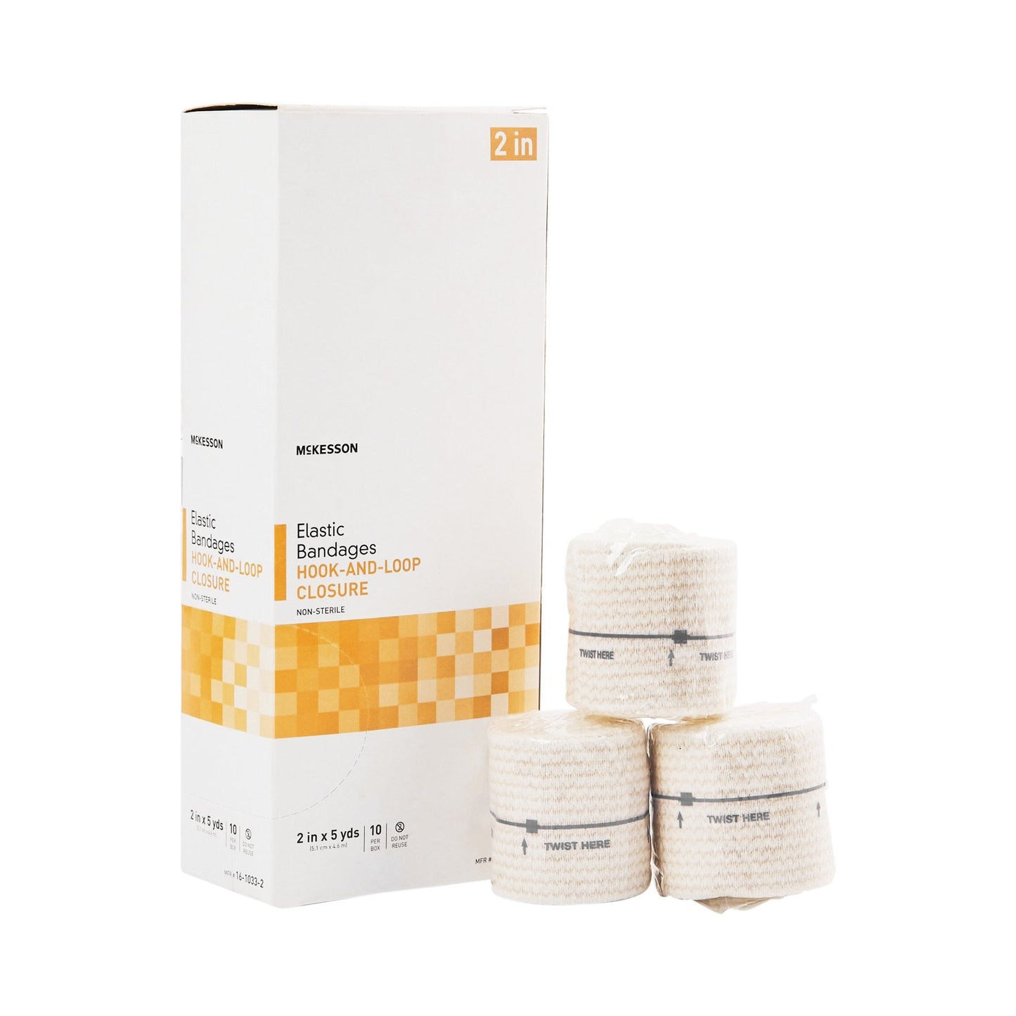 McKesson Elastic Bandage Hook and Loop Closure 2 Inch x 5 Yard Box of 10 