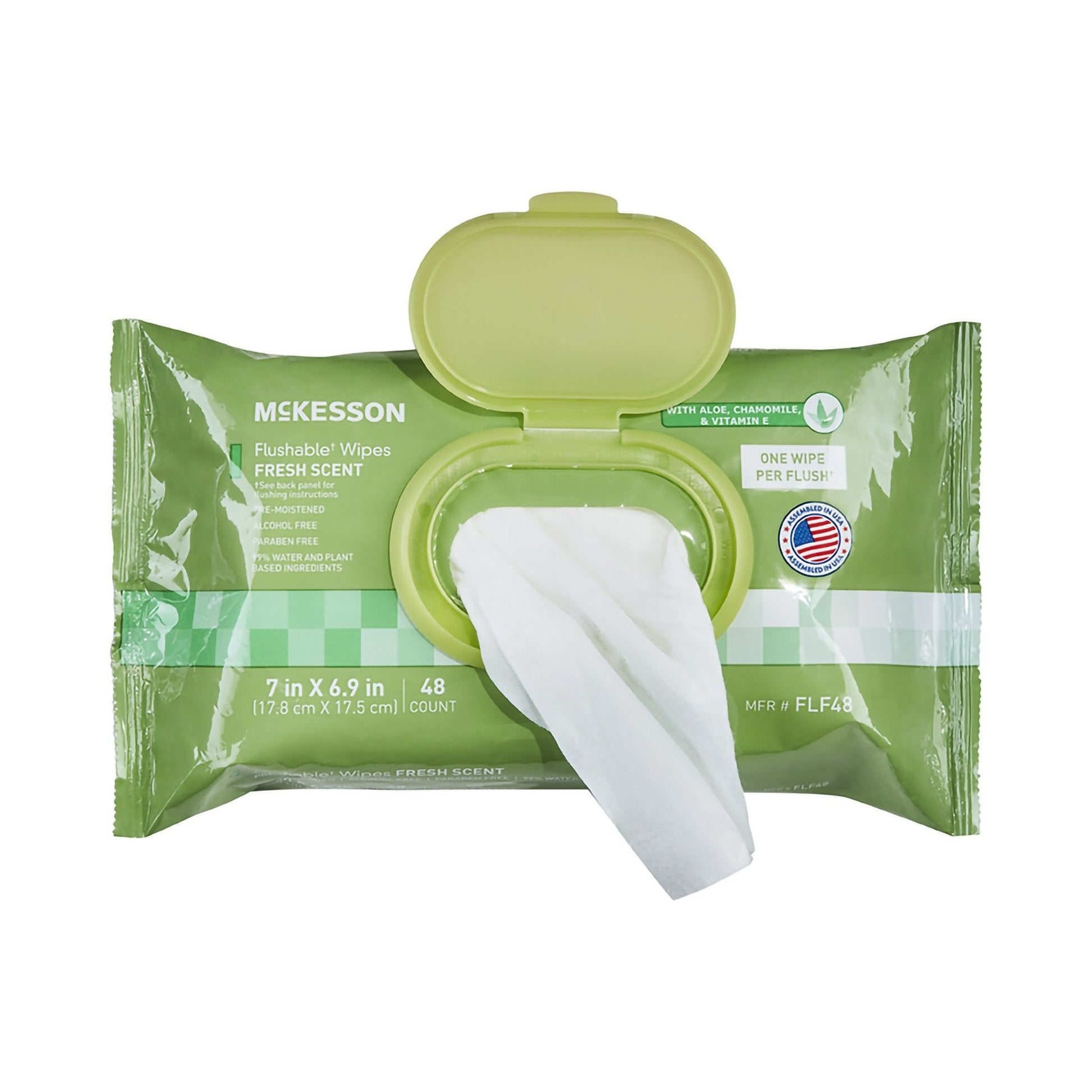 McKesson Flushable Personal Wipes - Scented 7 x 6.9 inches Pack of 48 