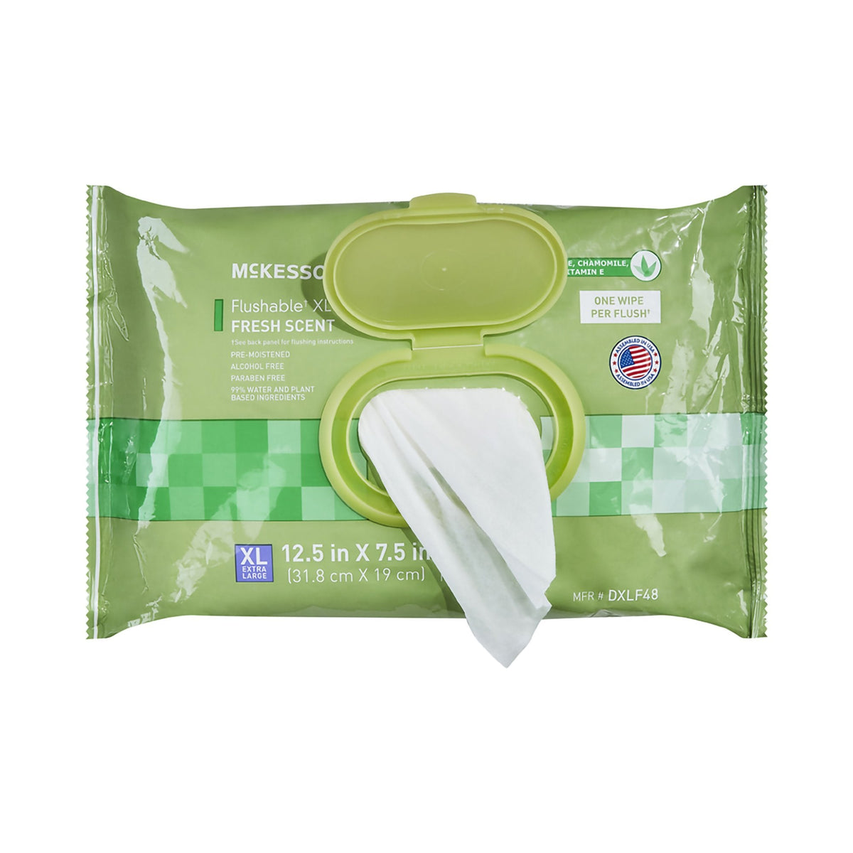 McKesson Flushable Personal Wipes - Scented 7 x 6.9 inches Pack of 48 