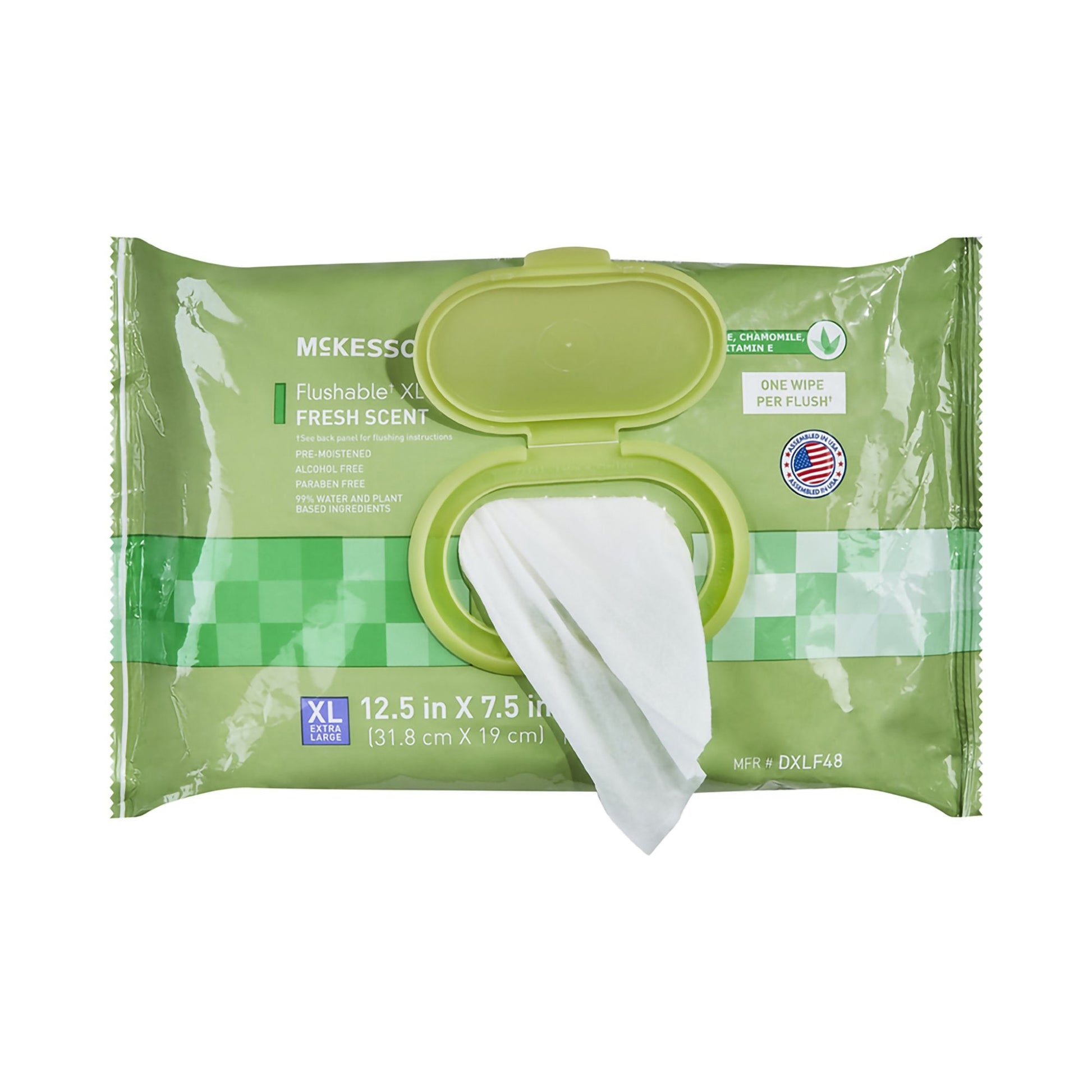 McKesson Flushable Personal Wipes - Scented 7 x 6.9 inches Pack of 48 