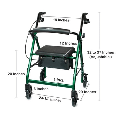 McKesson Folding Aluminum Four-Wheel Rollator Green 