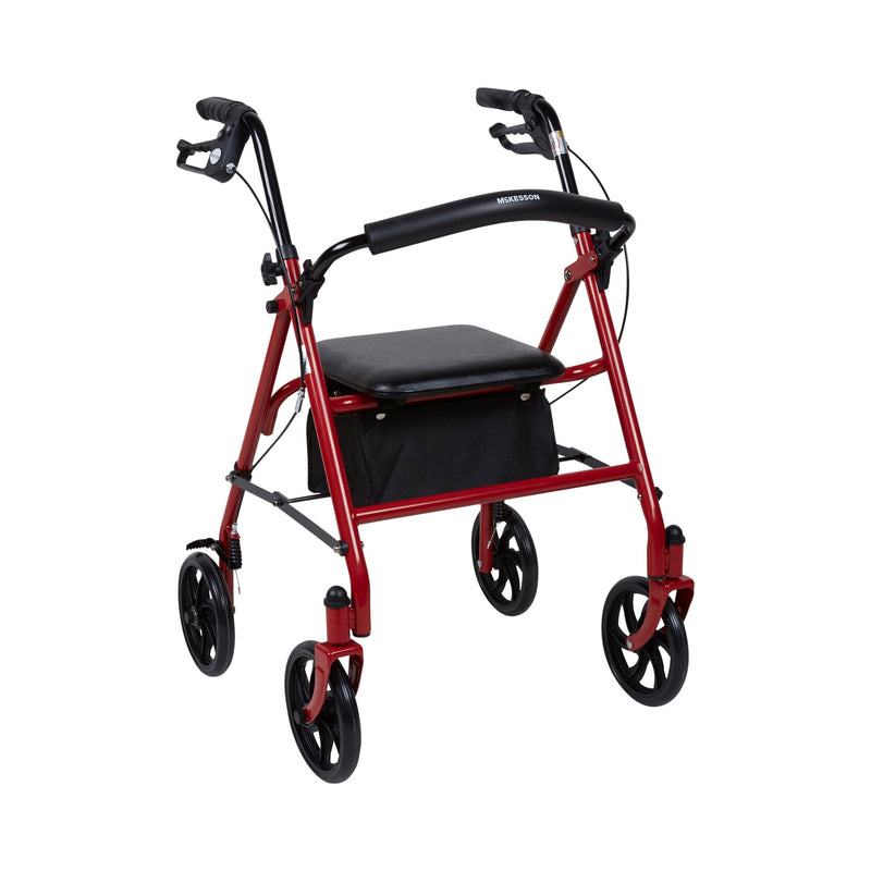 McKesson Folding Steel Four-Wheel Rollator Red 