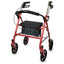 McKesson Folding Steel Four-Wheel Rollator Red 