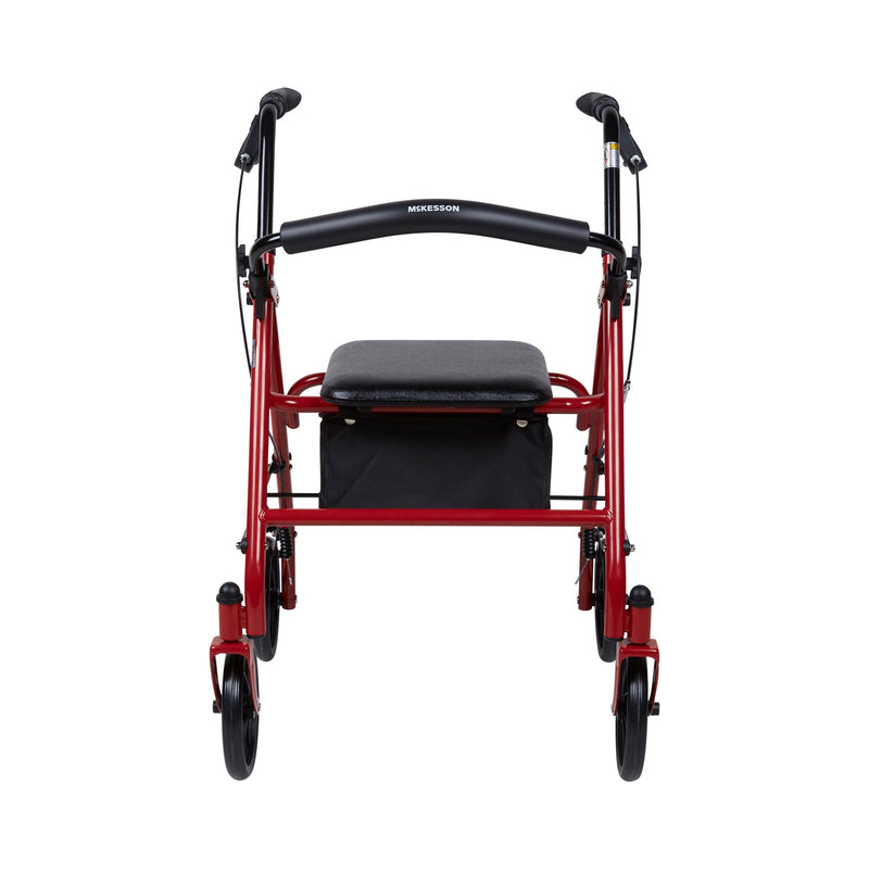 McKesson Folding Steel Four-Wheel Rollator Red 