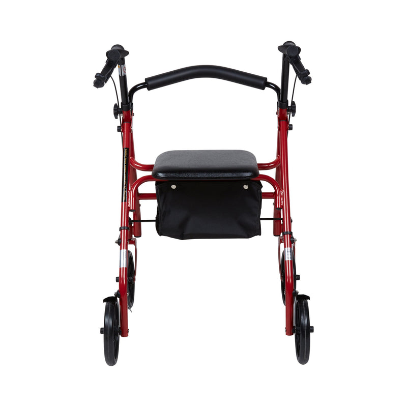 McKesson Folding Steel Four-Wheel Rollator Red 
