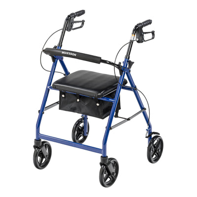 McKesson Four-Wheel Rollator - Aluminum Frame Blue 