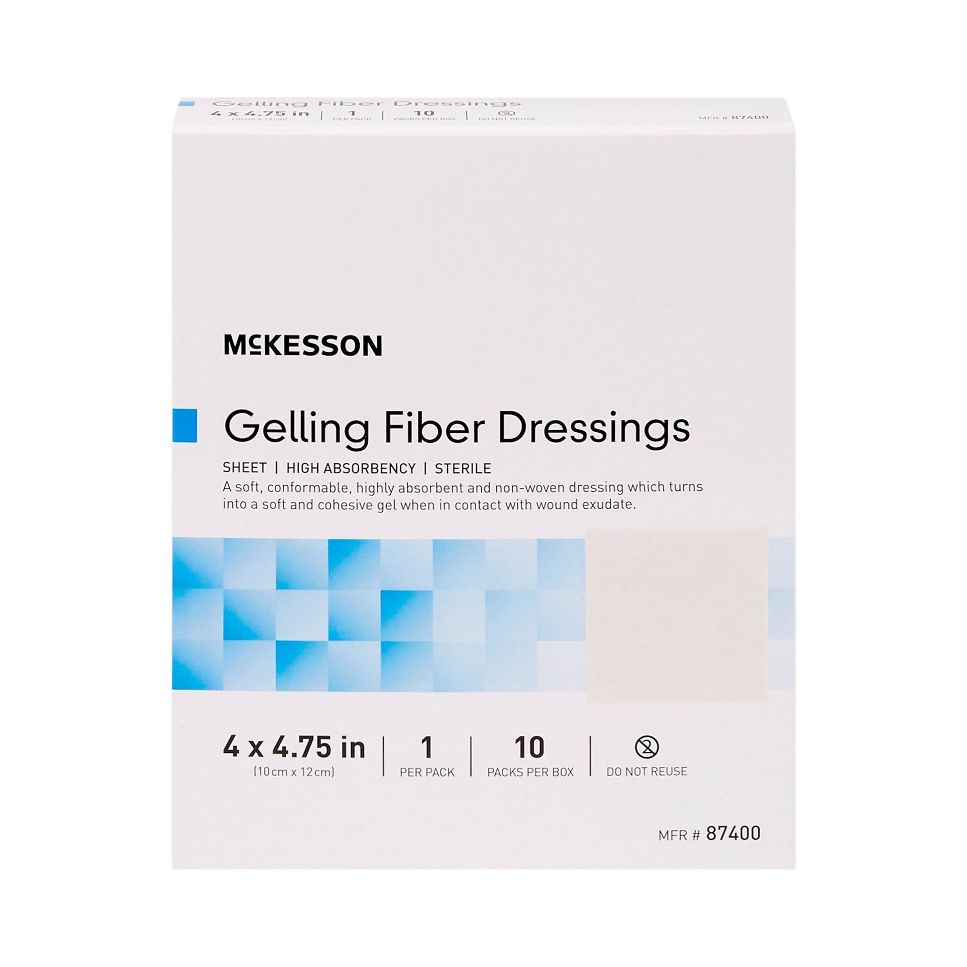 McKesson Gelling Fiber Wound Dressing 4" x 4-3/4" 1 Each 