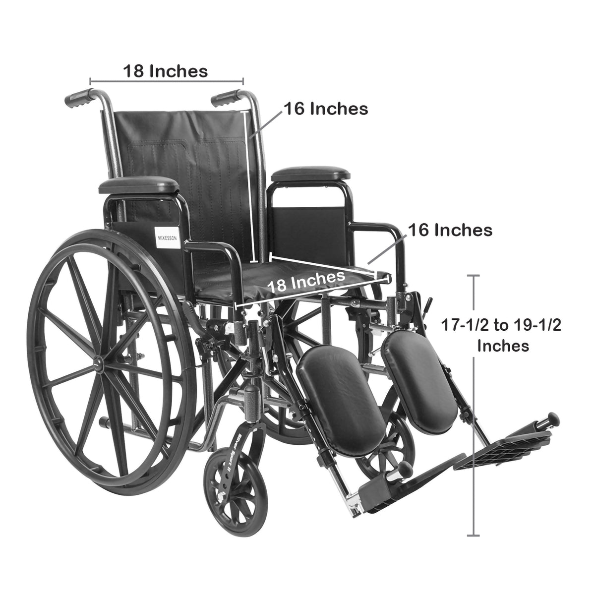 McKesson Heavy Duty Wheelchair Desk Length Arm Swing-Away Elevating Legrest 