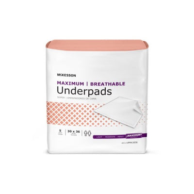 McKesson Maximum Breathable Underpads 24 x 36 Inch Bag of 5 