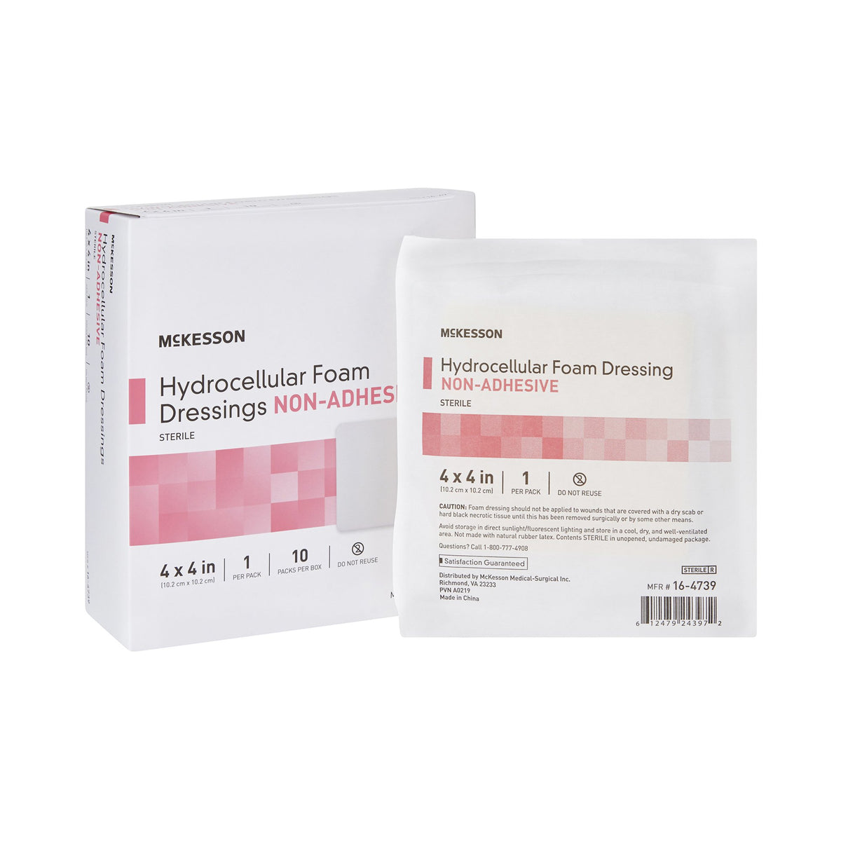 McKesson Nonadhesive without Border Foam Dressing 4" x 4" 1 Each 