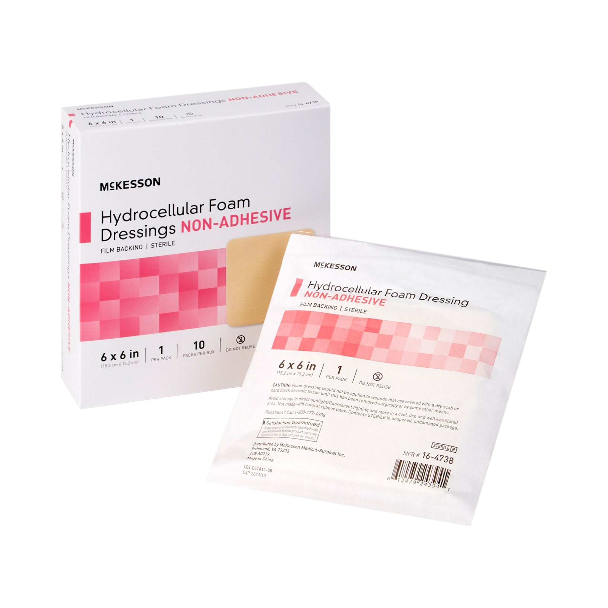 McKesson Nonadhesive without Border Foam Dressing 4" x 4" 1 Each 
