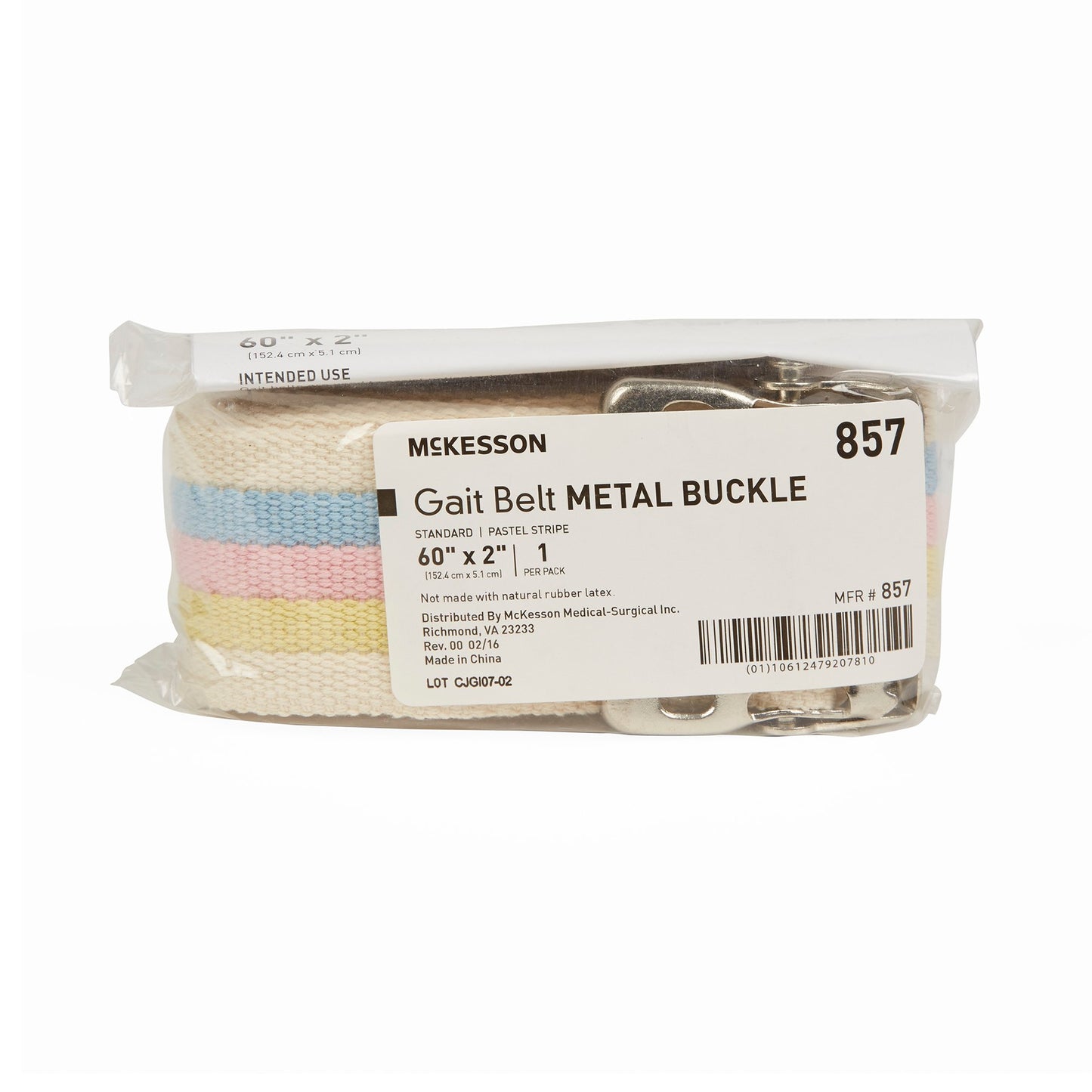 McKesson Pastel Stripe Gait Belt Metal Buckle 1 Each 