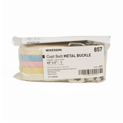 McKesson Pastel Stripe Gait Belt Metal Buckle 1 Each 