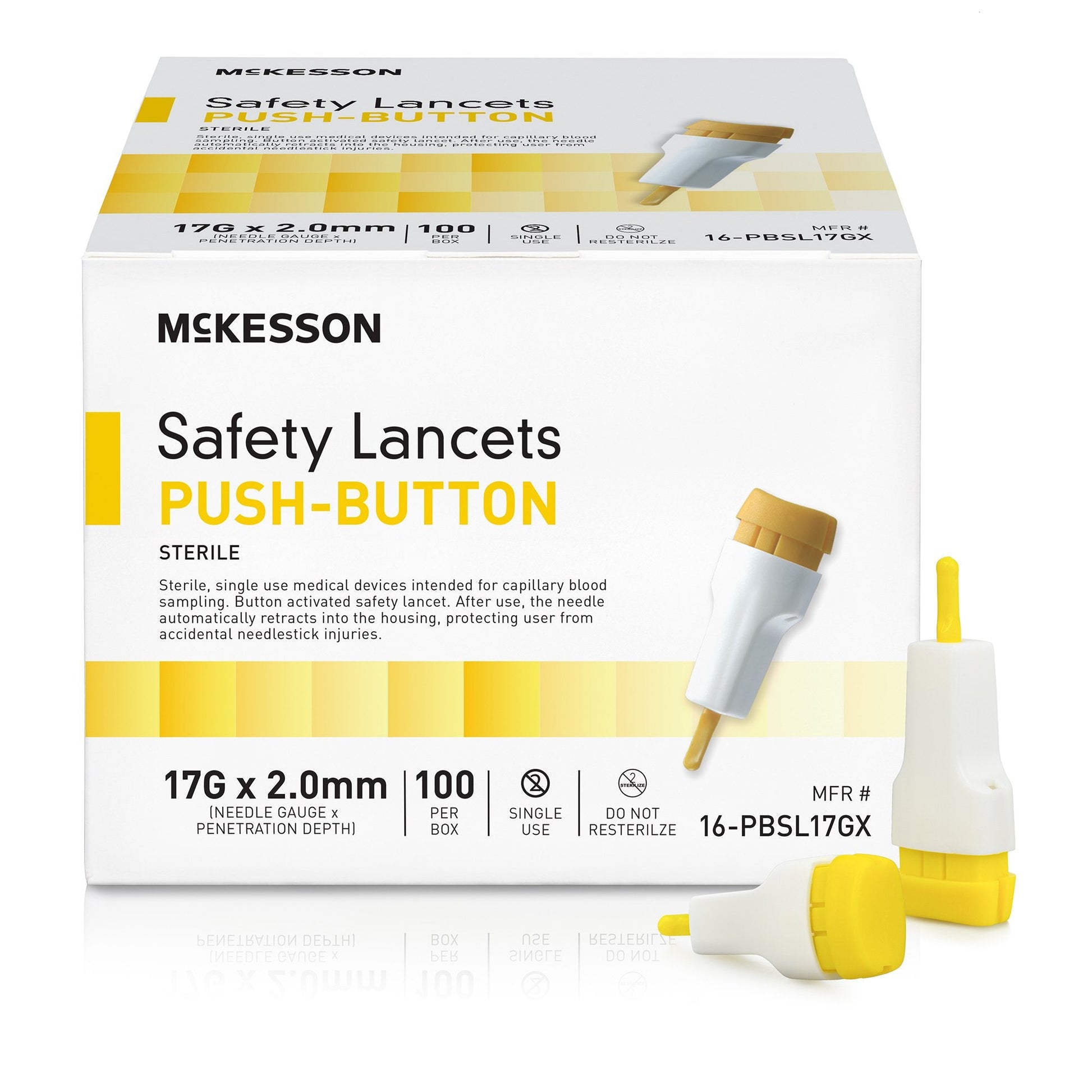 McKesson Push Button Safety Lancet 23 Gauge 1.8 mm Box of 100