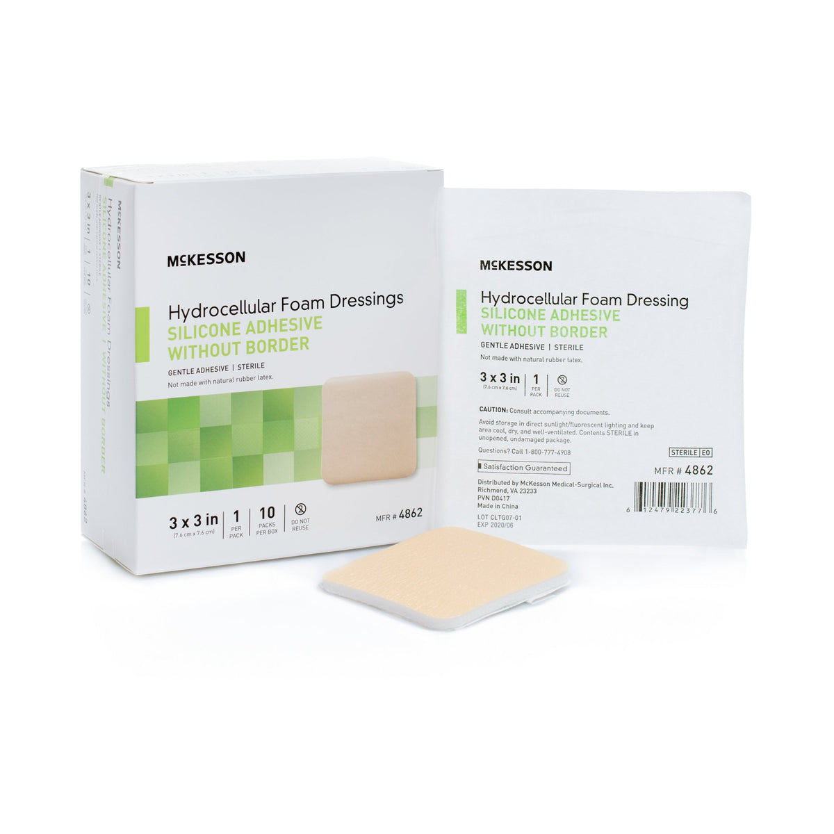 McKesson Silicone Dressings Gel Adhesive without Border Silicone Dressings Foam Dressing 3" x 3" 1 Each 