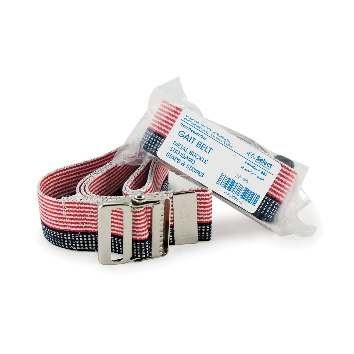 McKesson Stars and Stripes Gait Belt Metal Buckle 60" 1 Each