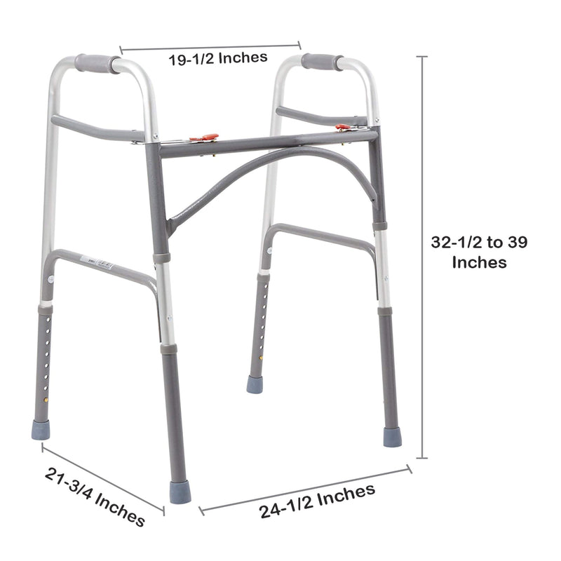 McKesson Steel Bariatric Folding Walker Silver 32.5" - 39" 1 Each