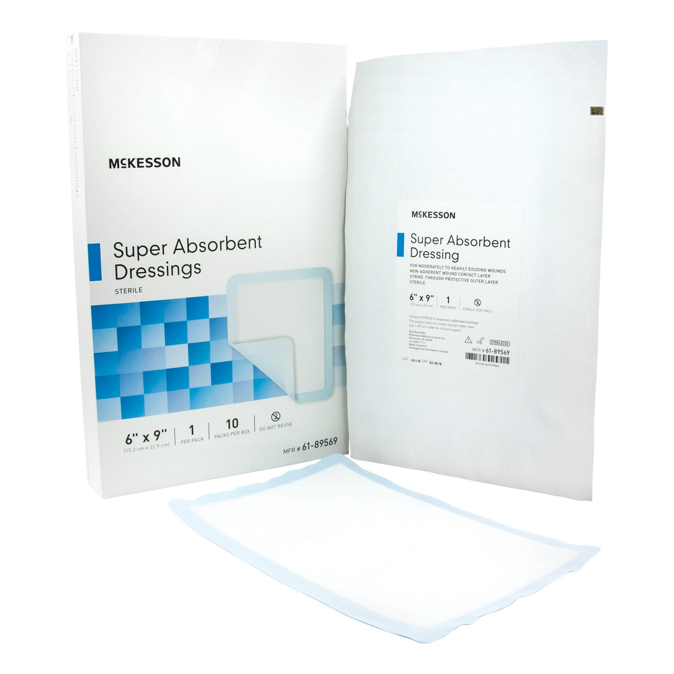 McKesson Super Absorbent Dressing 6" x 9" 1 Each 