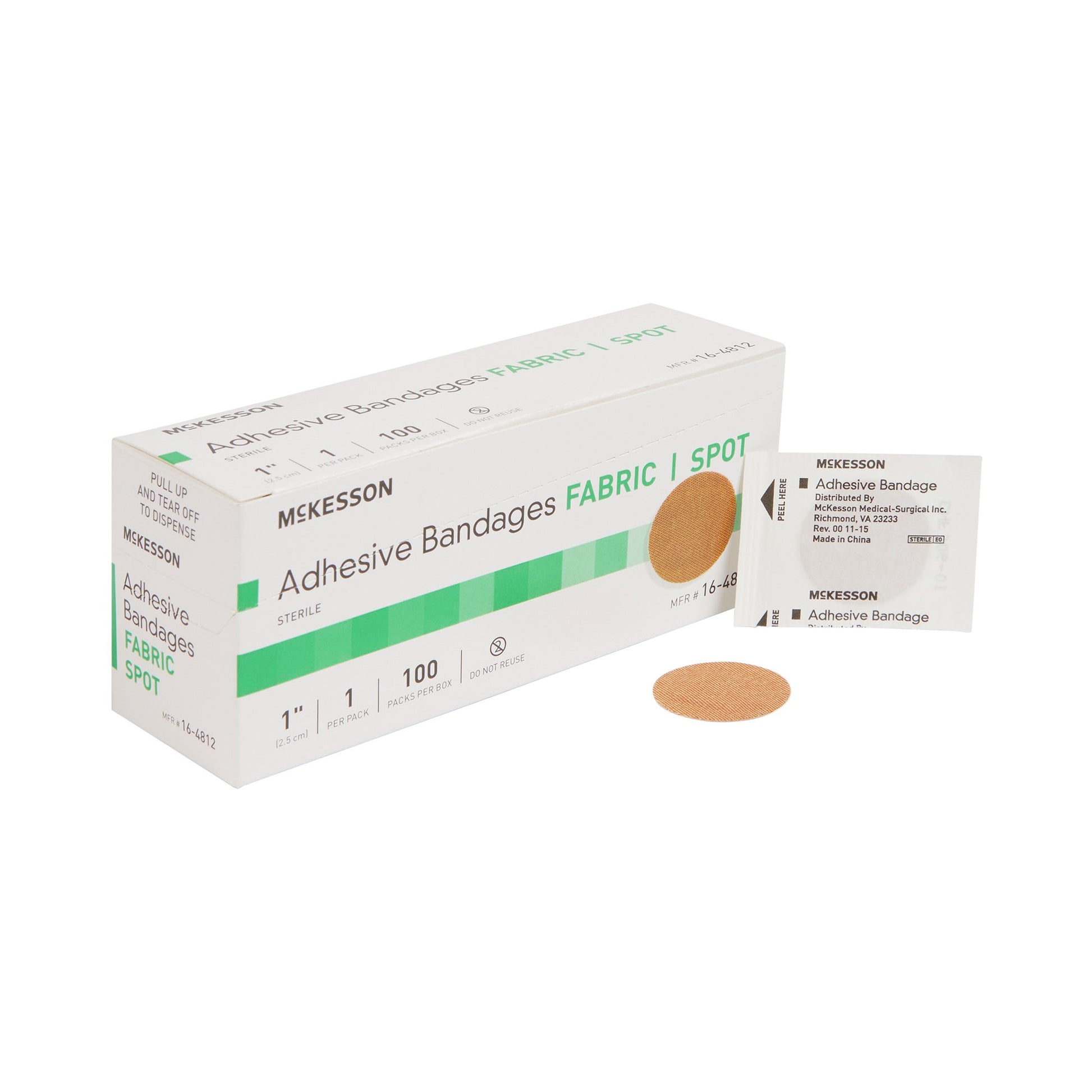 McKesson Tan Adhesive Spot Bandage Tan 1" Box of 100