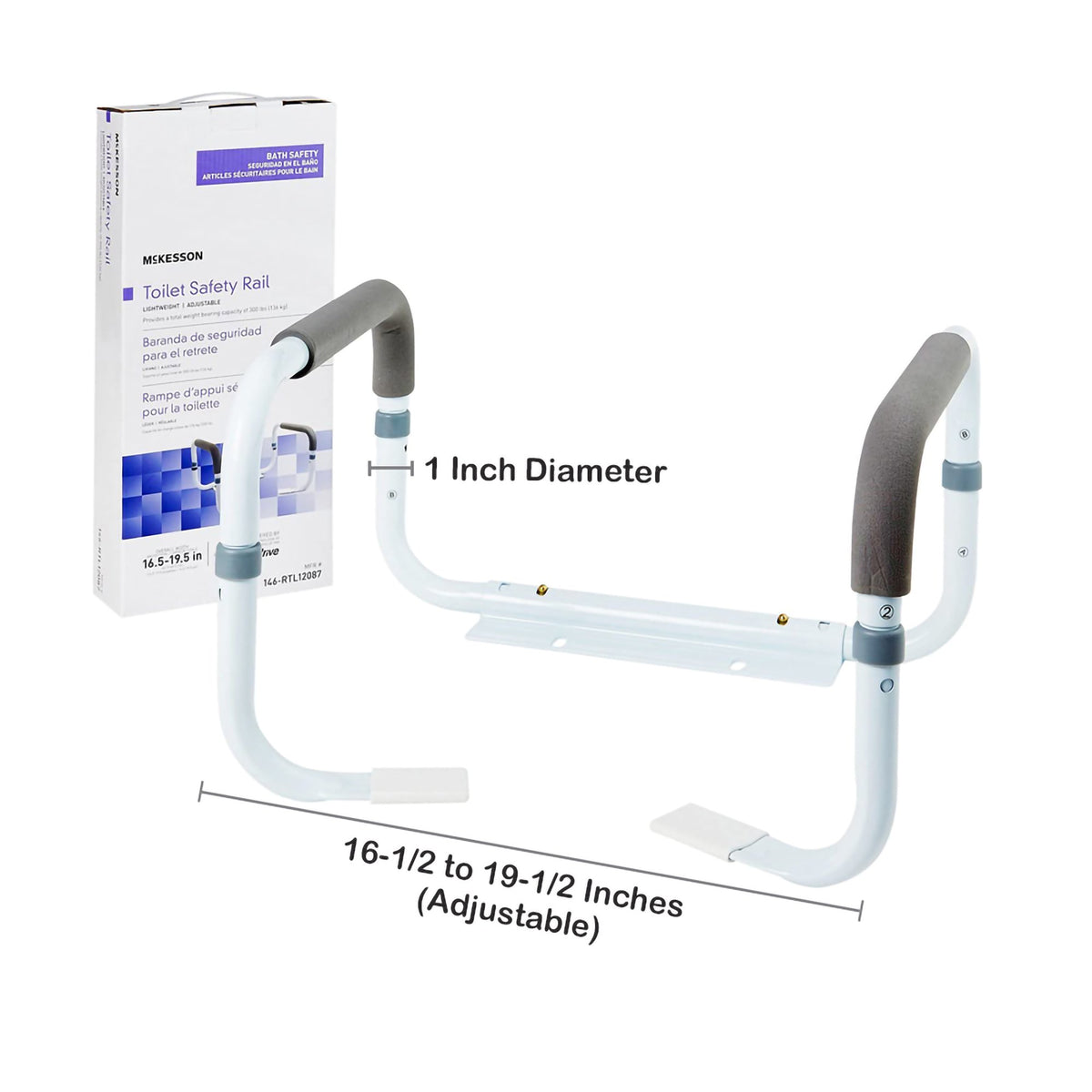 McKesson Toilet Safety Rail White Steel Case of 2