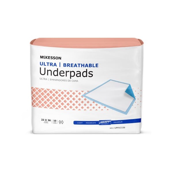 McKesson Ultra Breathable Underpads 23 x 36 Inch Bag of 10 