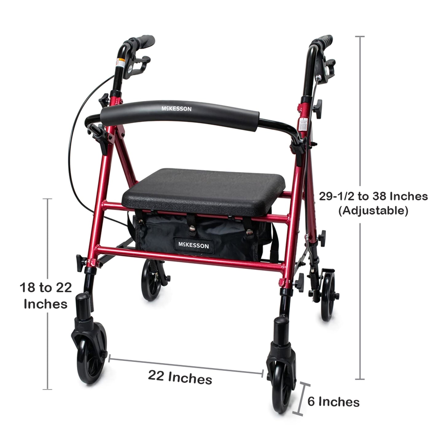 McKesson Universal Height Four-Wheel Rollator 