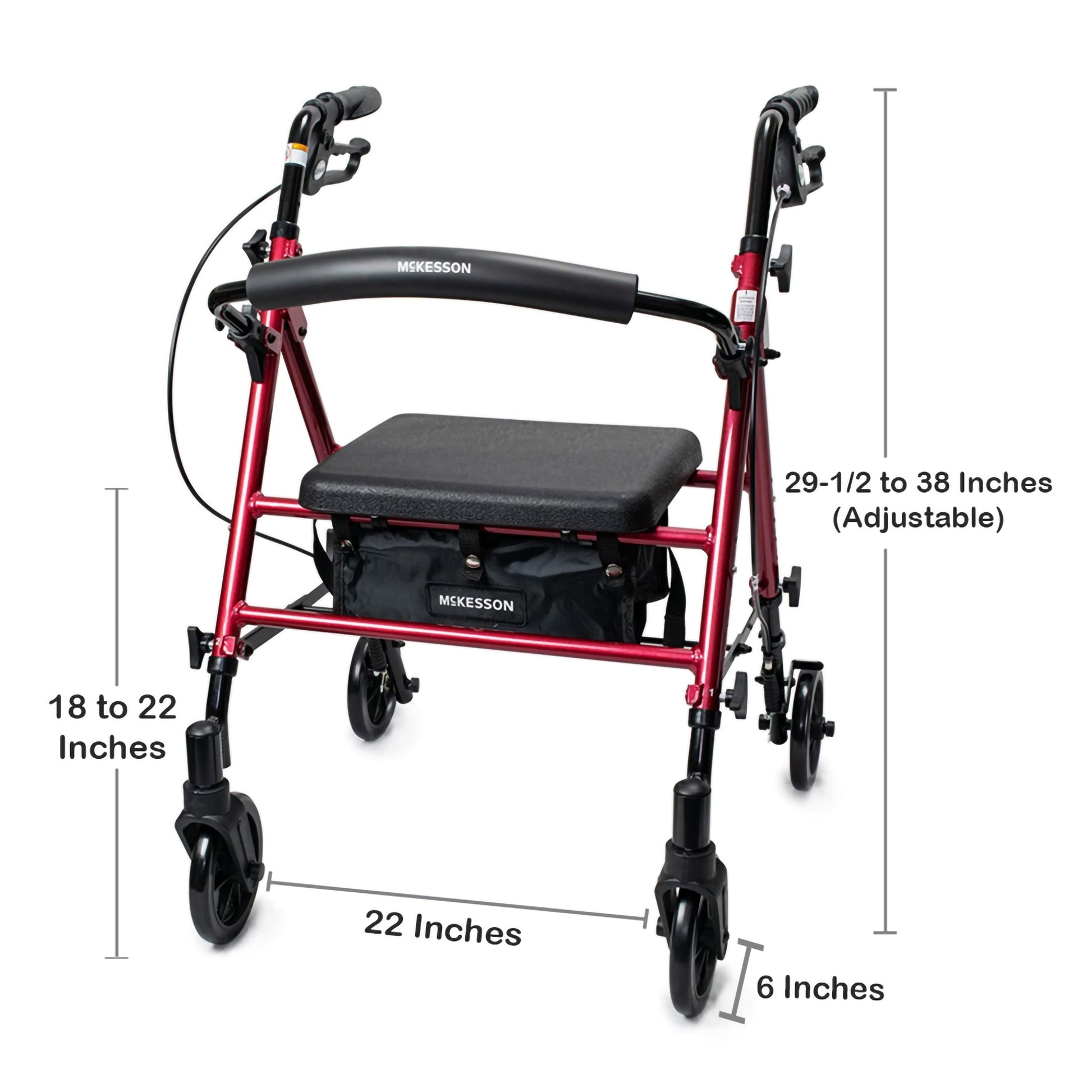 McKesson Universal Height Four-Wheel Rollator 