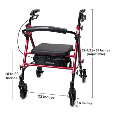 McKesson Universal Height Four-Wheel Rollator 